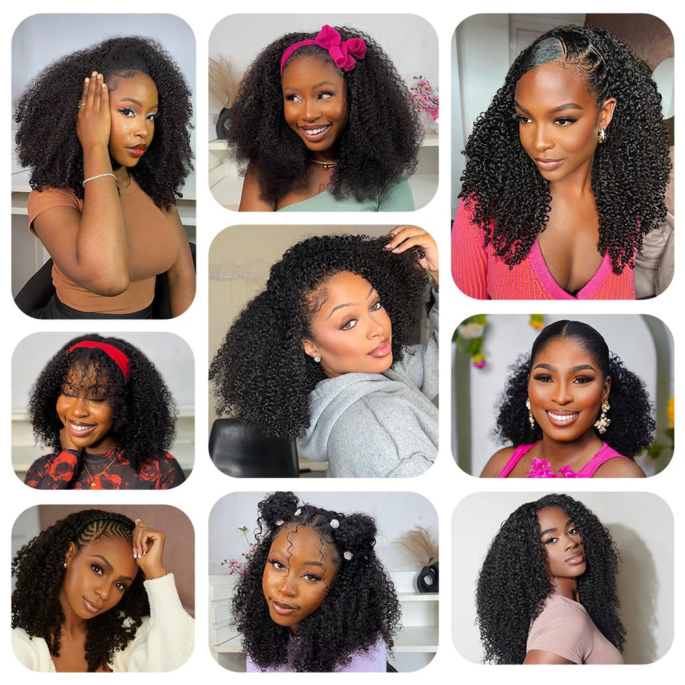 Yeelice Hair Kinky Curly Half Wig close-up curls highlighting texture.