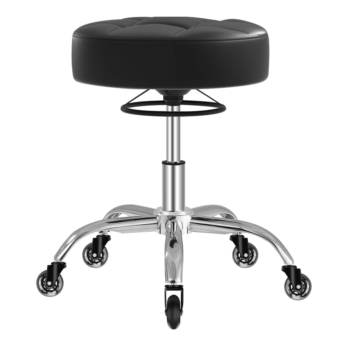 YEEZEE rolling stool with cushioned seat for long sessions and easy cleaning