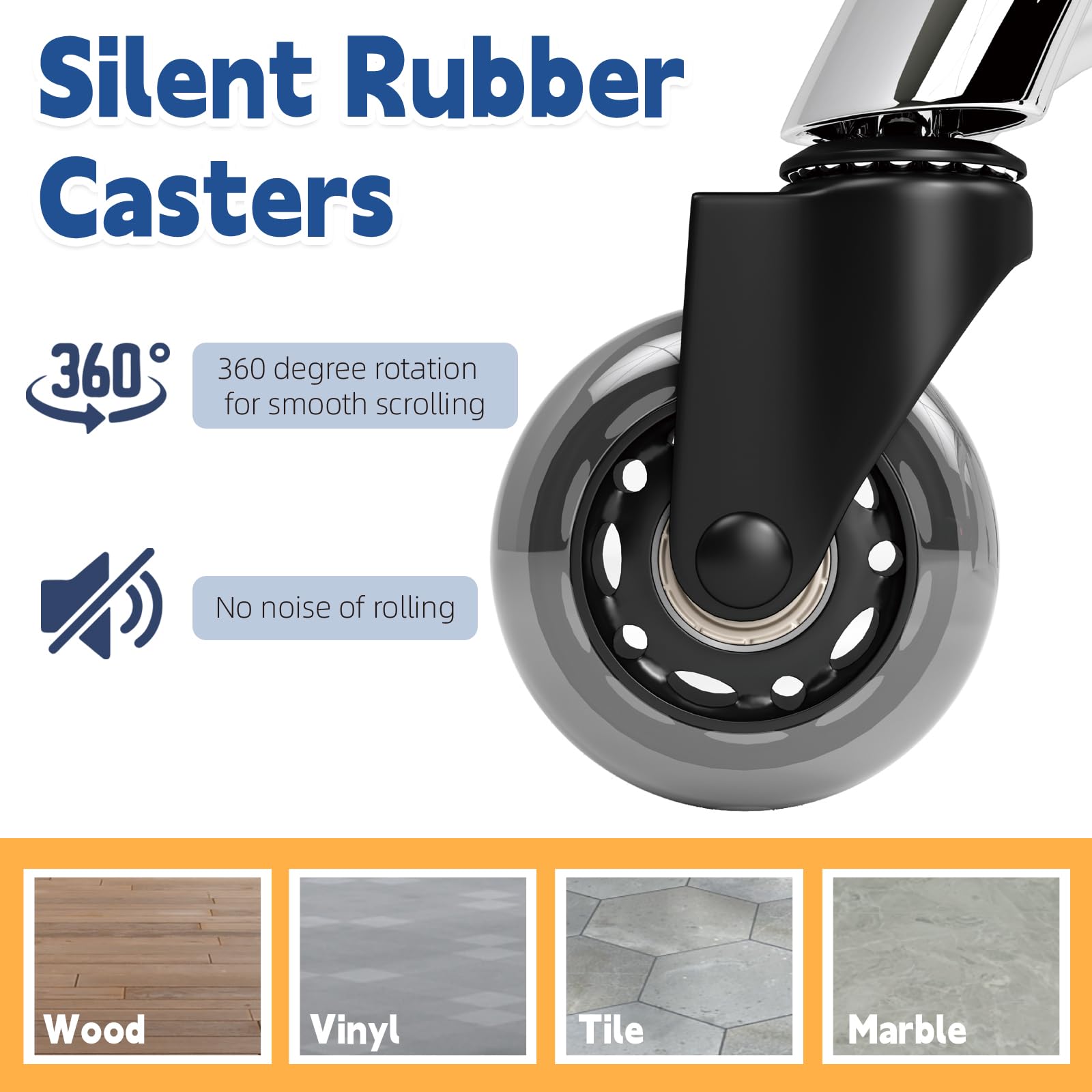 YEEZEE rolling stool stable metal base reduces tipping risk