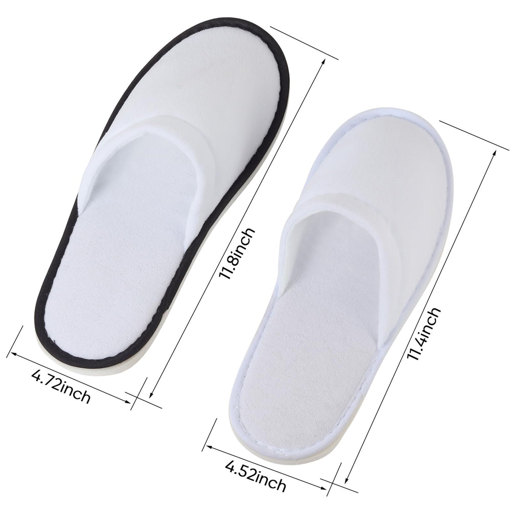 Yeios black edge slippers designed for hotel guests.