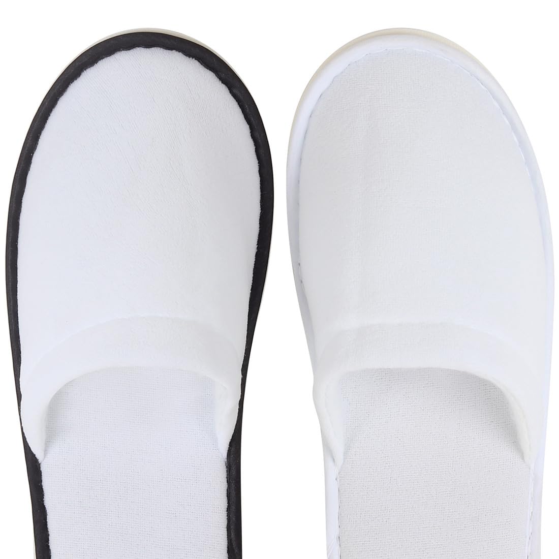 Yeios white edge slippers sized for guests.
