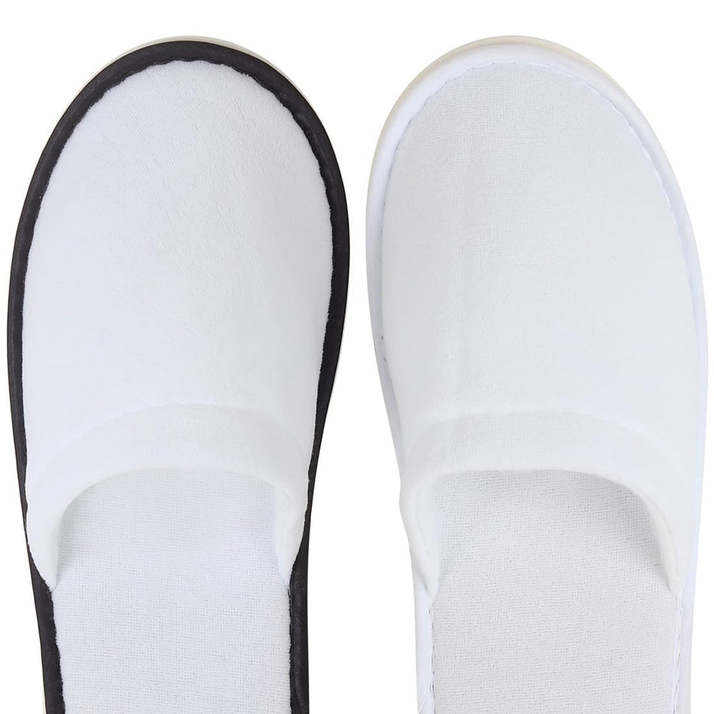 Yeios white edge slippers sized for guests.