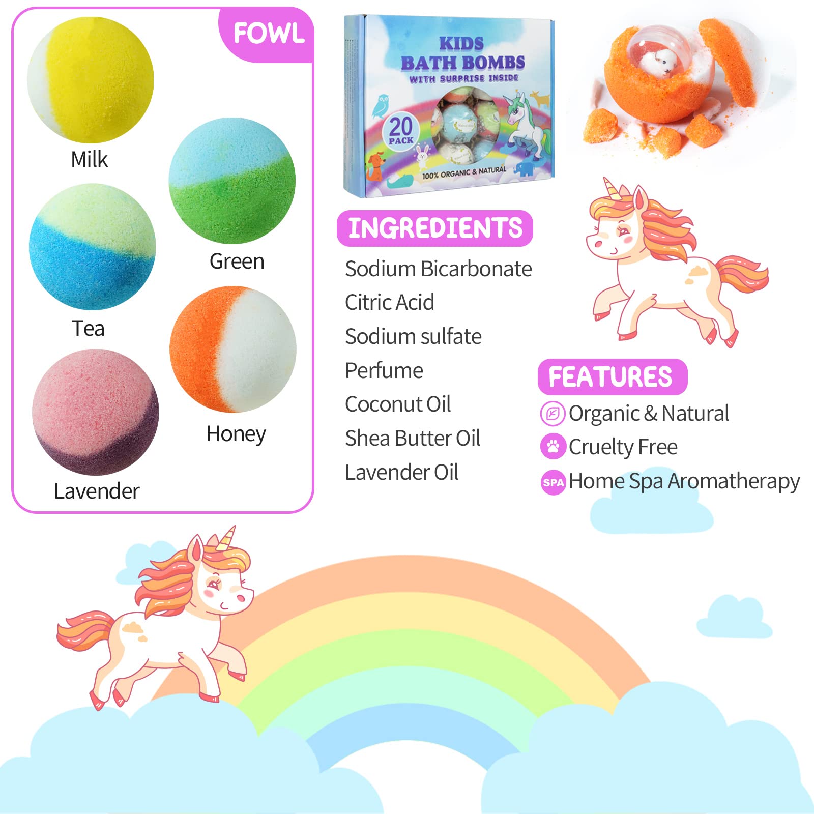 Yekery bath bombs made with natural ingredients for gentle cleansing.