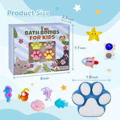Yekery Ocean Animals bath bombs showing colorful sea creatures as they fizz.
