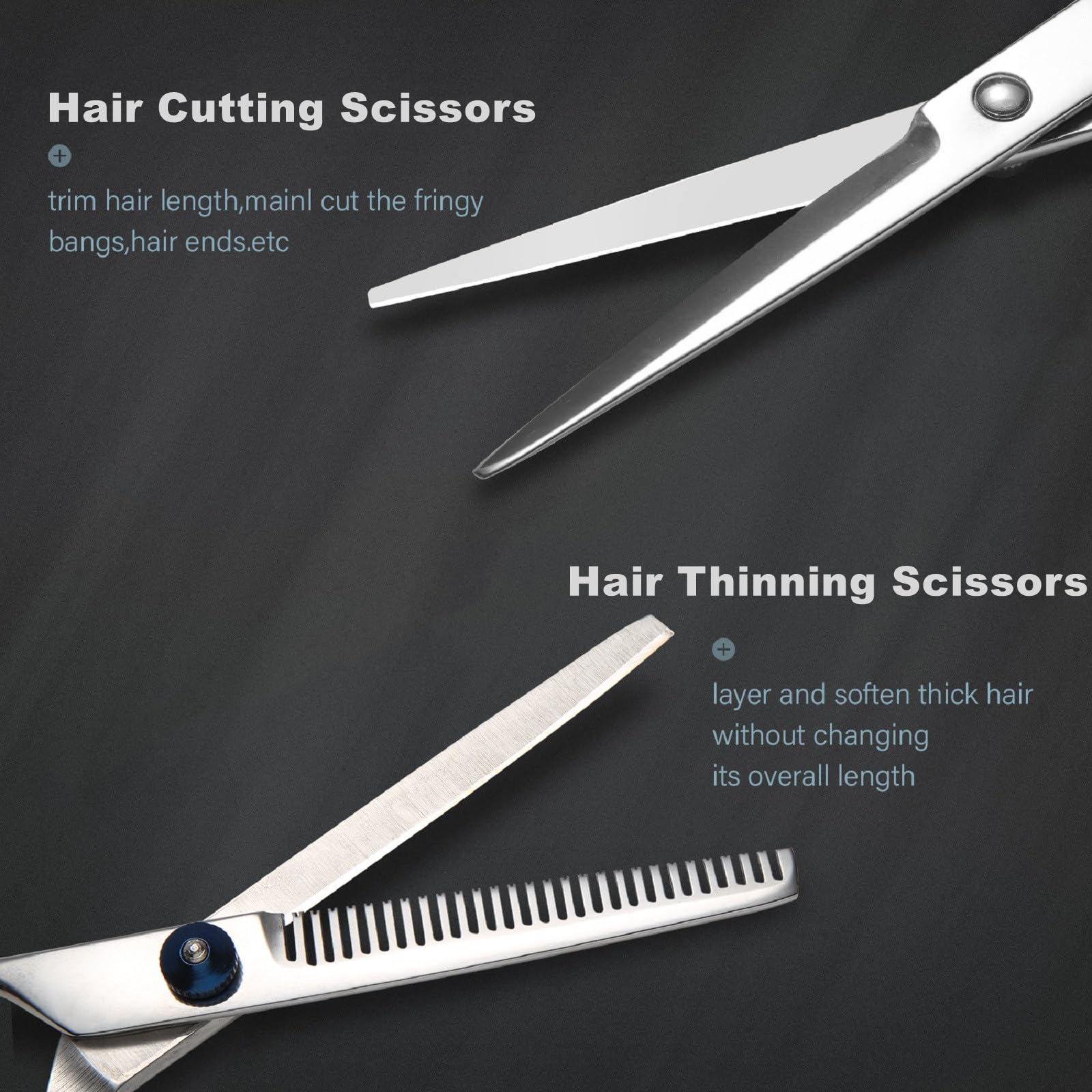 Yelegai thinning scissors close-up for texture blending and layering