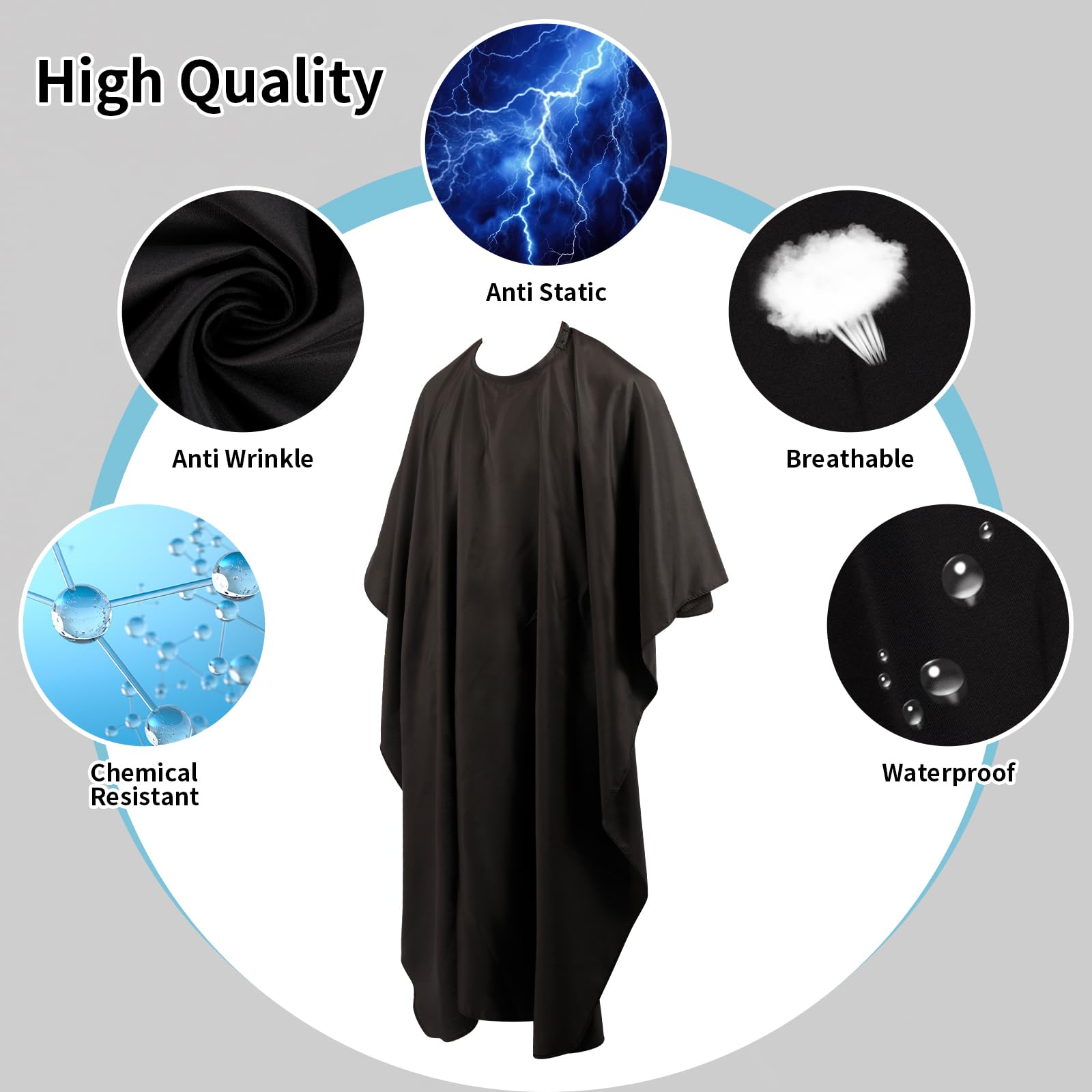 YELEGI salon cape with adjustable closure provides comfortable fit for all clients