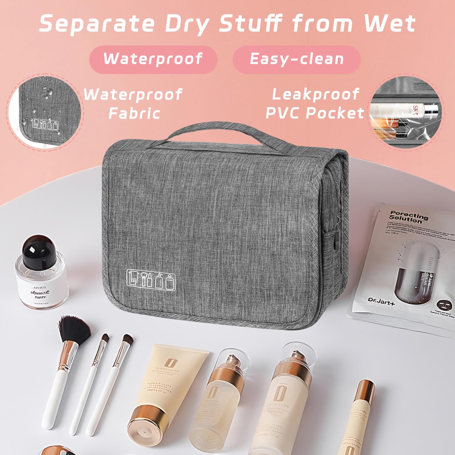YEMEDA Toiletry Bag travel-friendly design saves space without sacrificing accessibility.