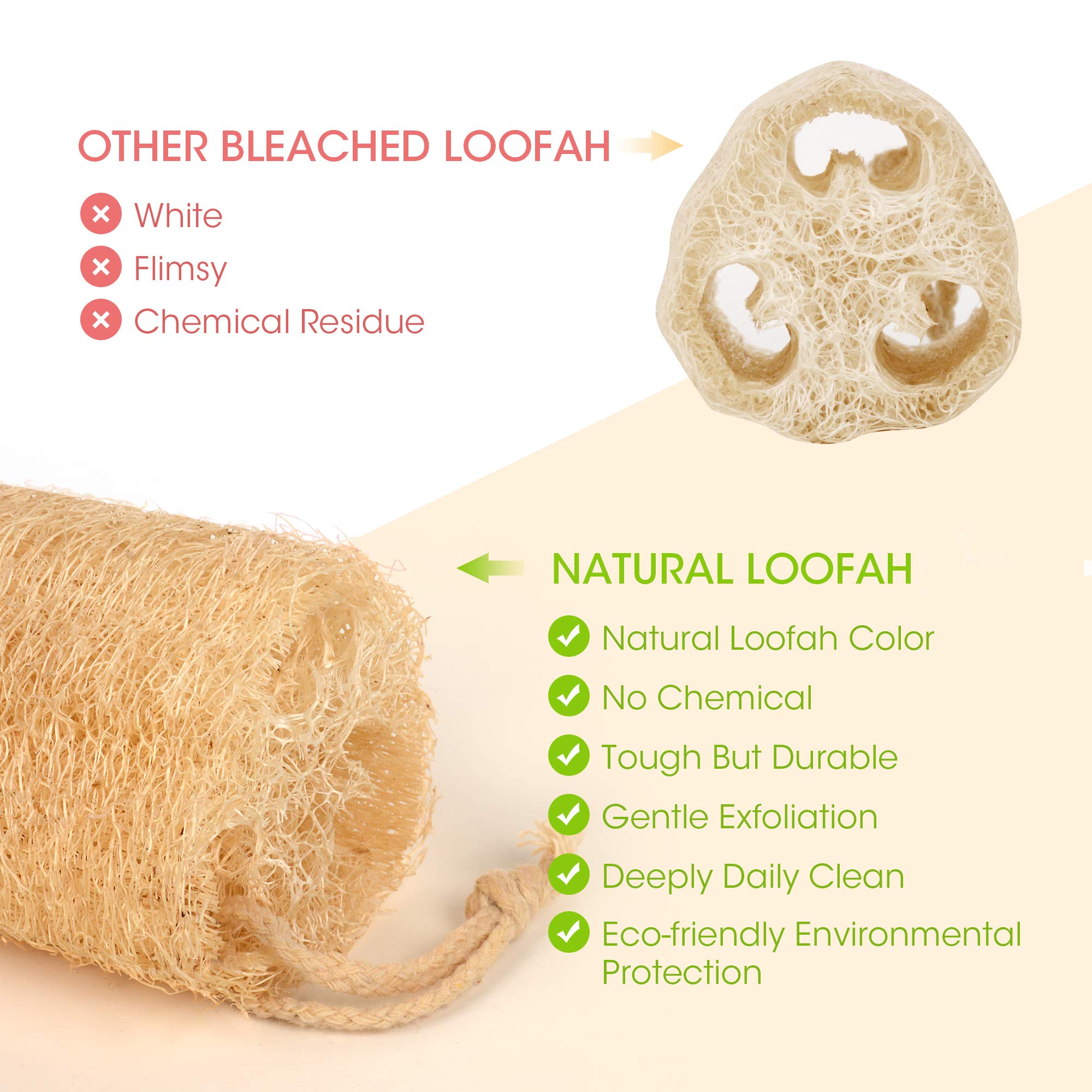 YEMTAL esponja de lufa natural para ducha suave
