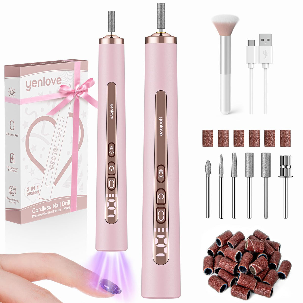 YenLove cordless nail drill with 9-speed control for smooth at-home manicures.