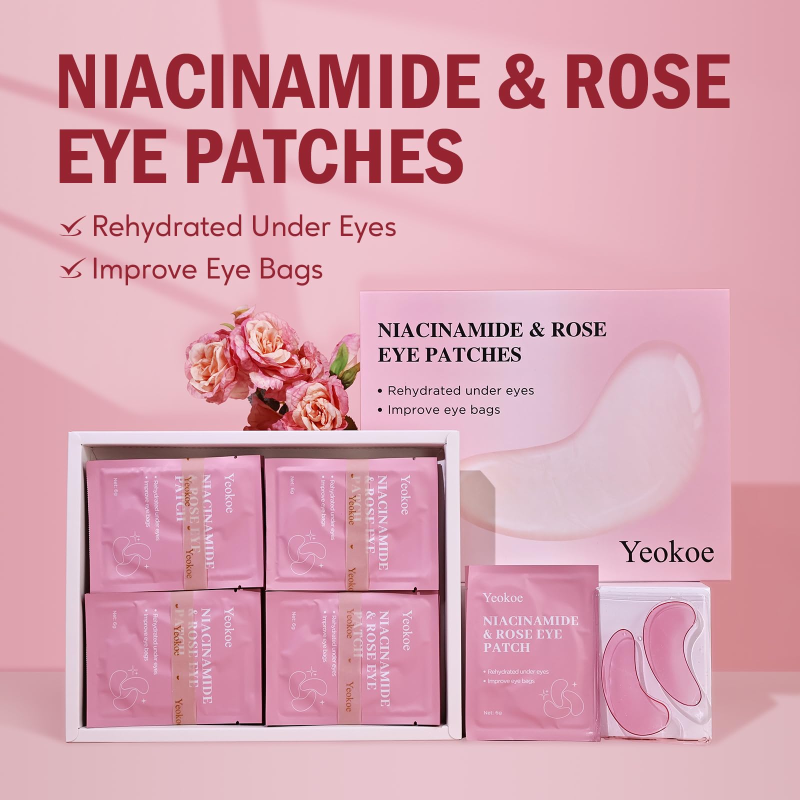 Yeokoe eye patch close-up showing soothing hydration for puffy eyes.