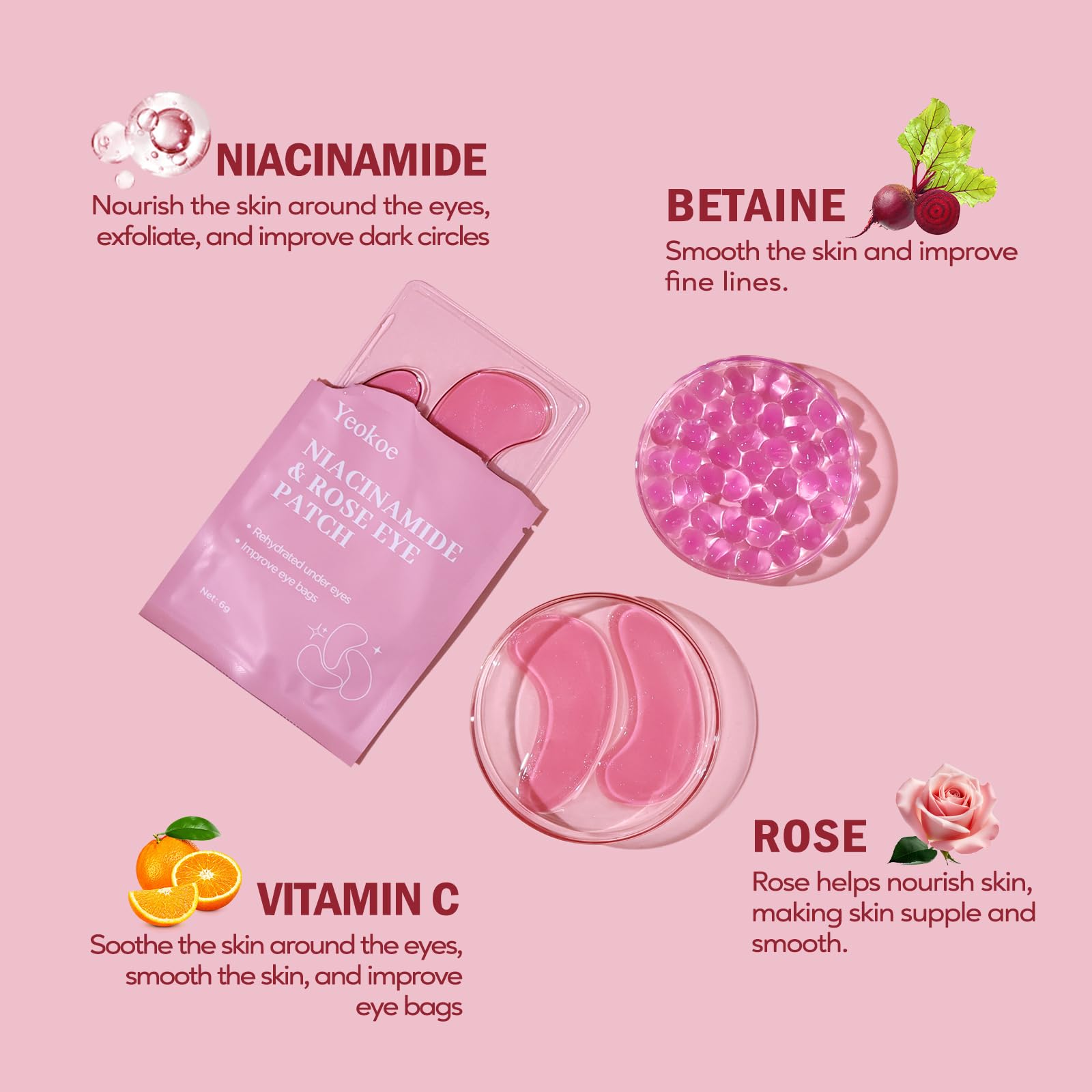 Yeokoe Niacinamide eye mask helps refine texture and brighten appearance.