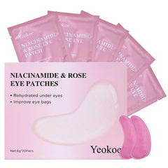 Yeokoe under-eye patches with rose and niacinamide for hydrated under-eye skin.
