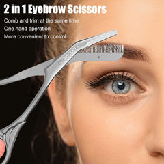 YEPRIME eyebrow scissors ergonomic handles enabling comfortable one-handed trimming