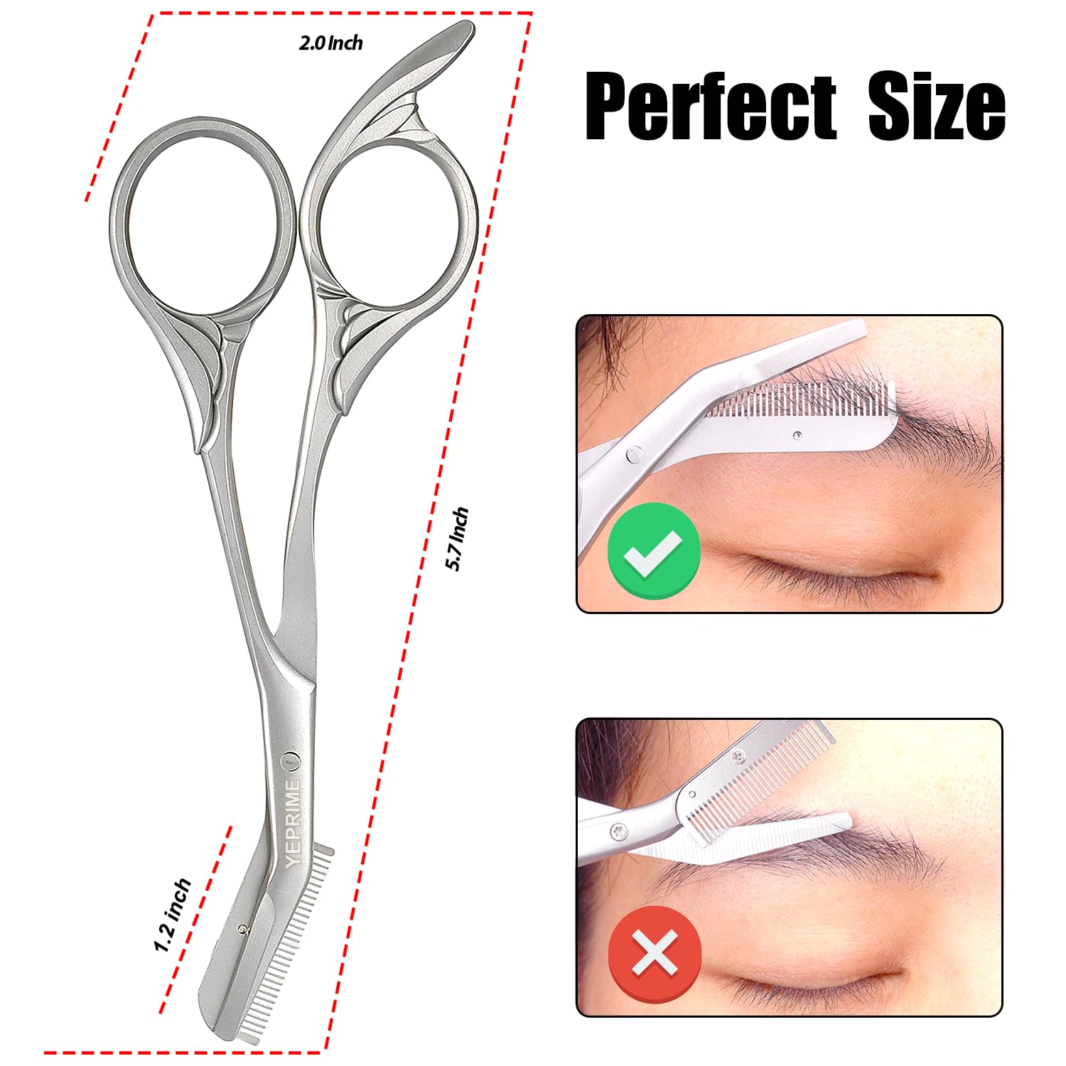 YEPRIME eyebrow scissors travel-friendly compact design fits in a makeup bag