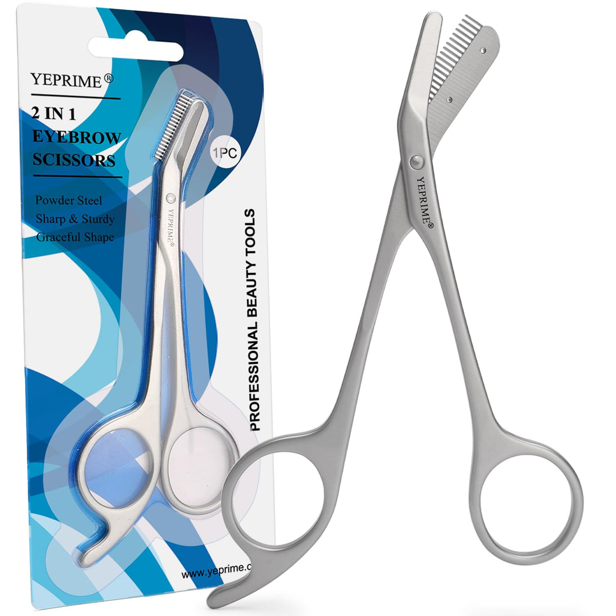 YEPRIME eyebrow trimming scissors with comb for precise shaping