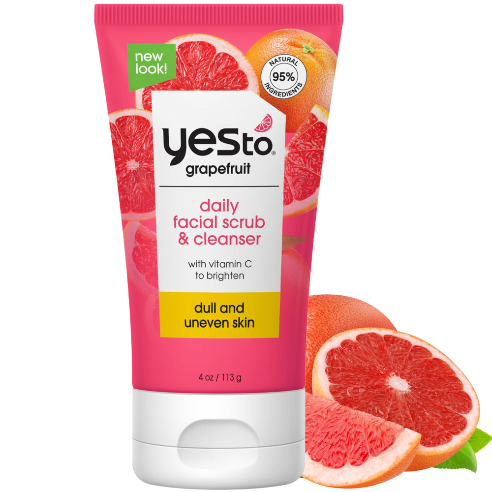 Yes To Pomelo exfoliante facial: botella vertido para exfoliación suave y radiante.