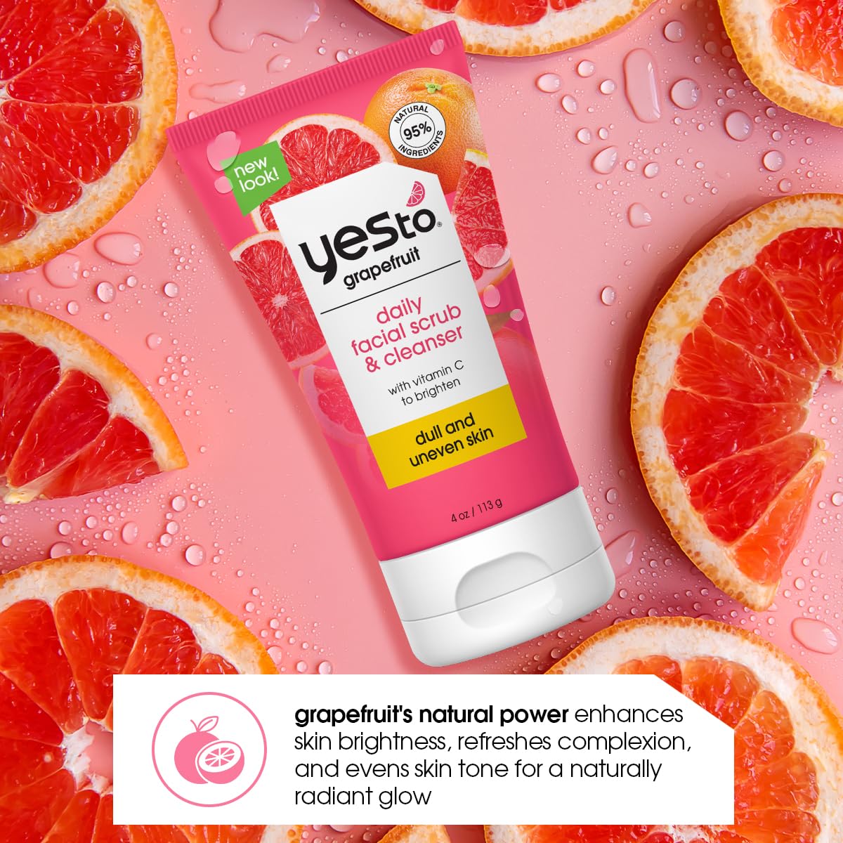 Yes To Pomelo exfoliante facial: ingredientes naturales realzan la luminosidad.