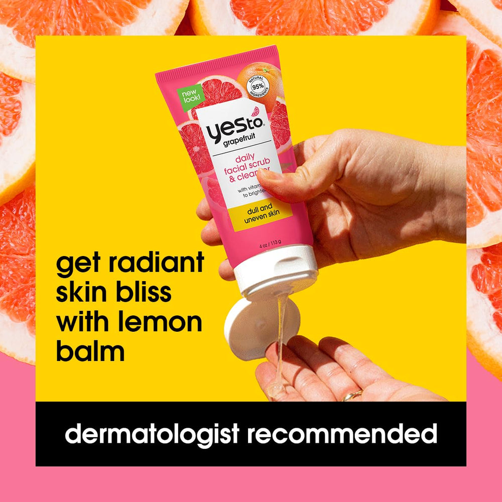 Yes To Pomelo exfoliante facial: masaje con dedos para limpieza suave.