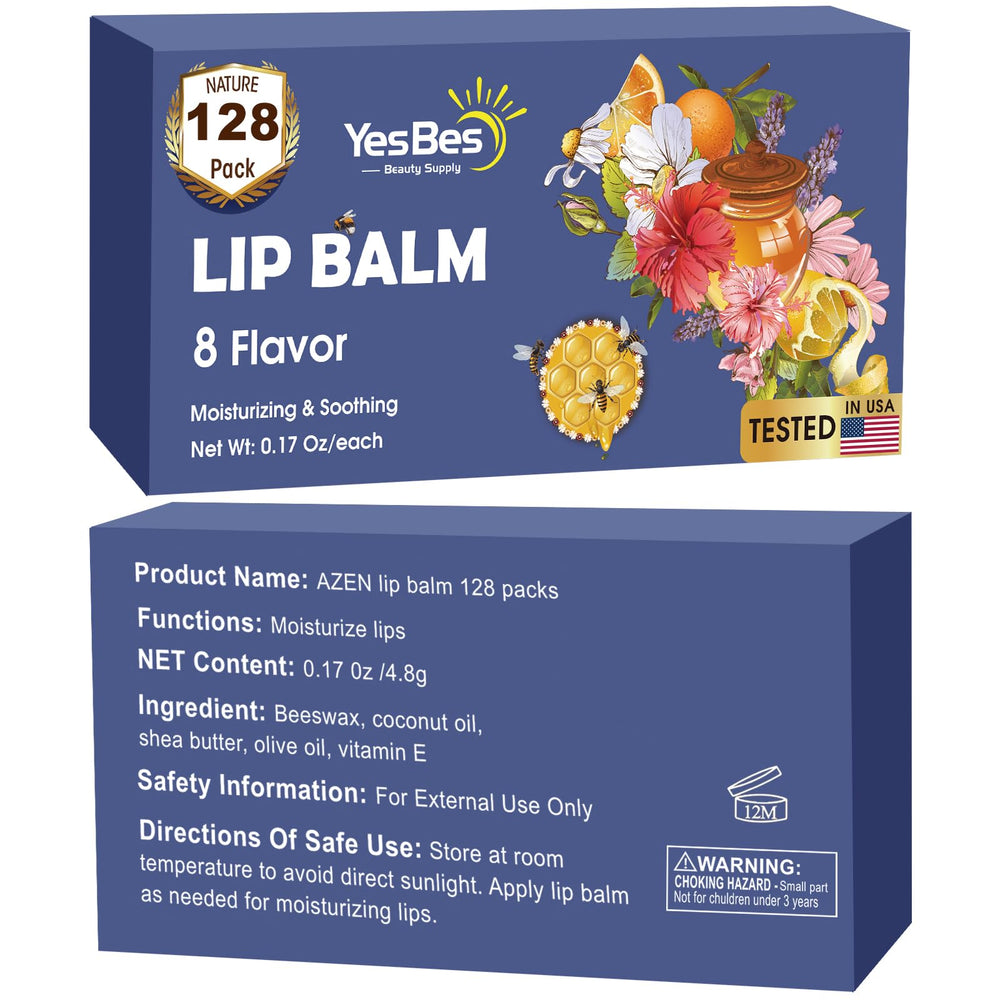 YesBes 128-pack lip balm bulk shown as stocking stuffer option