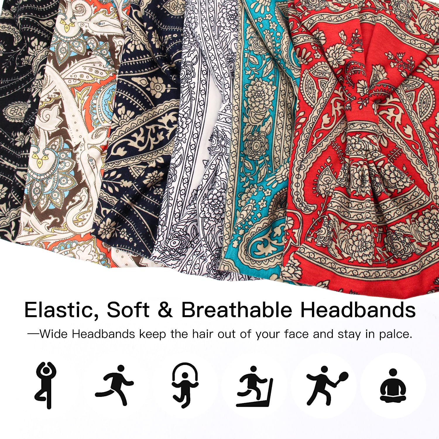 Bandana ancha Yeshan boho amarillo, colores vibrantes para combinar con tu deporte.