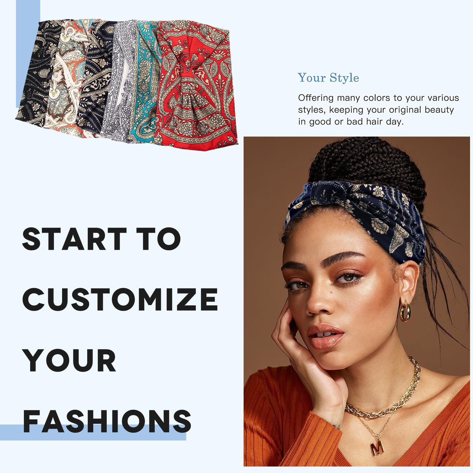 Bandana ancha Yeshan boho rosa, ajuste cómodo para días activos.