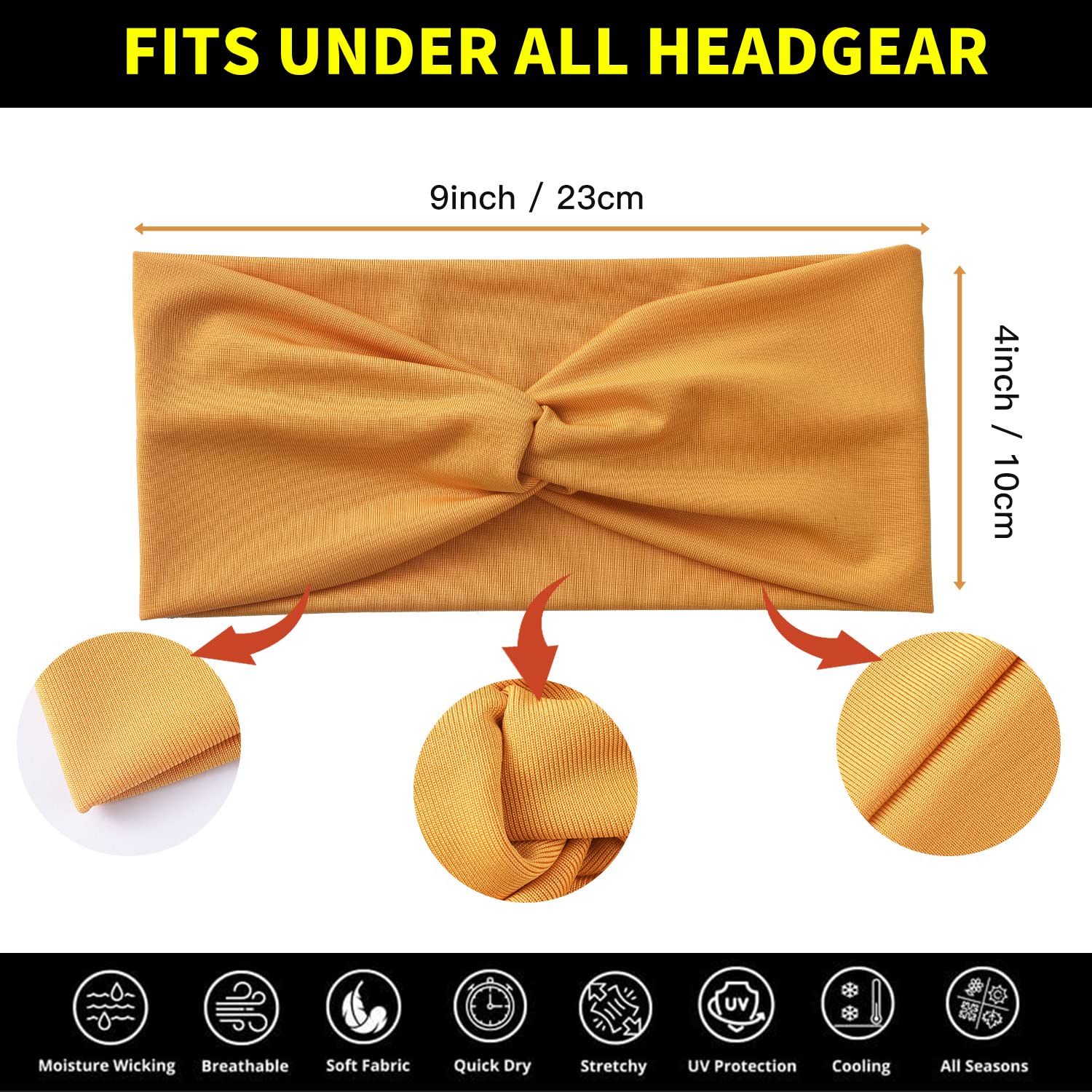 Yeshan stretchy 4 inch wide headbands fit most head sizes for versatile styling.