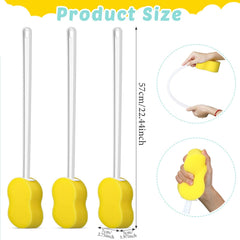 Yetene yellow back sponge on stick helps scrub hard-to-reach areas.