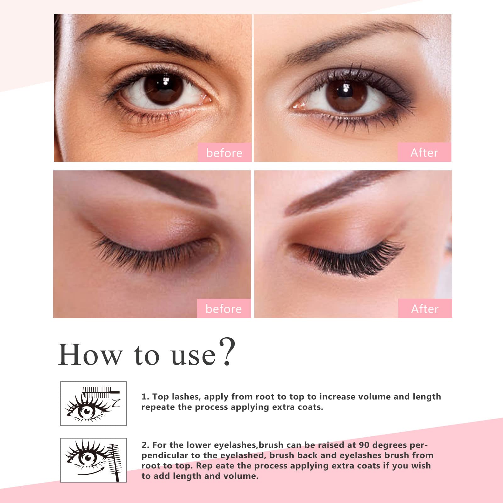 YEUGSCKA Mascara con volumen extremo para pestañas más gruesas