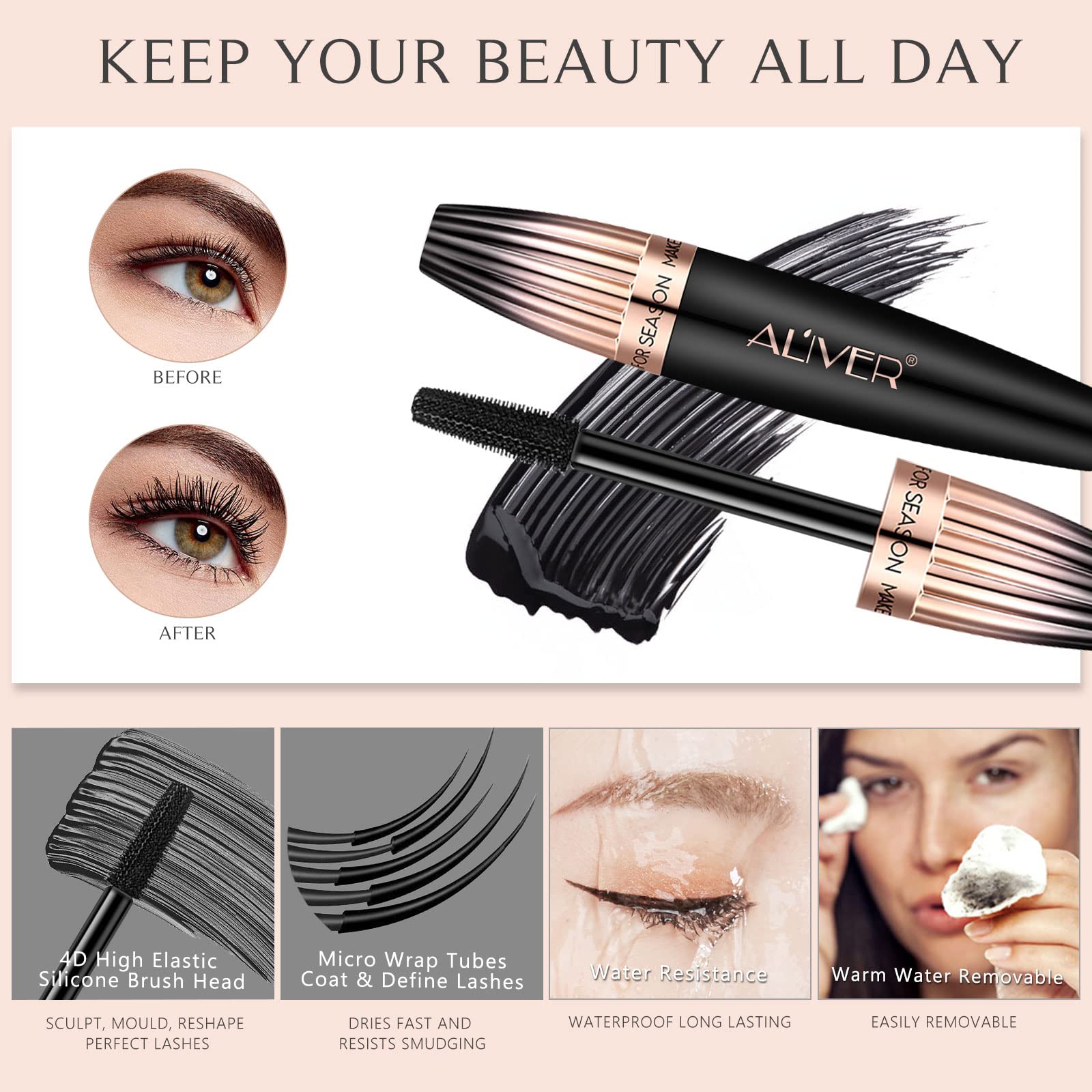 YEUGSCKA Mascara resistente al agua para pestanas definidas bajo lluvia