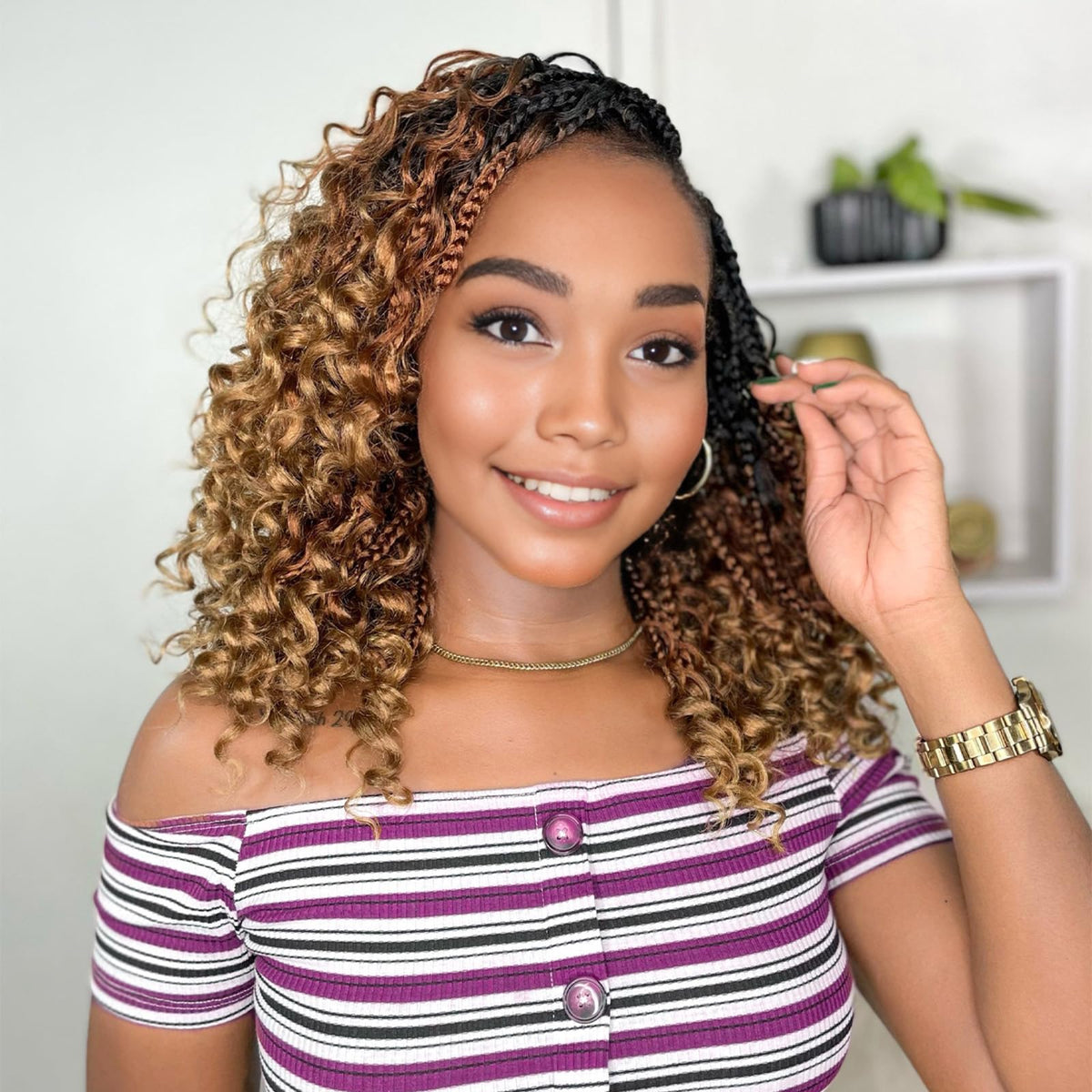 Yewell Goddess Box Braids curly ends in 10inch, lightweight daily wear