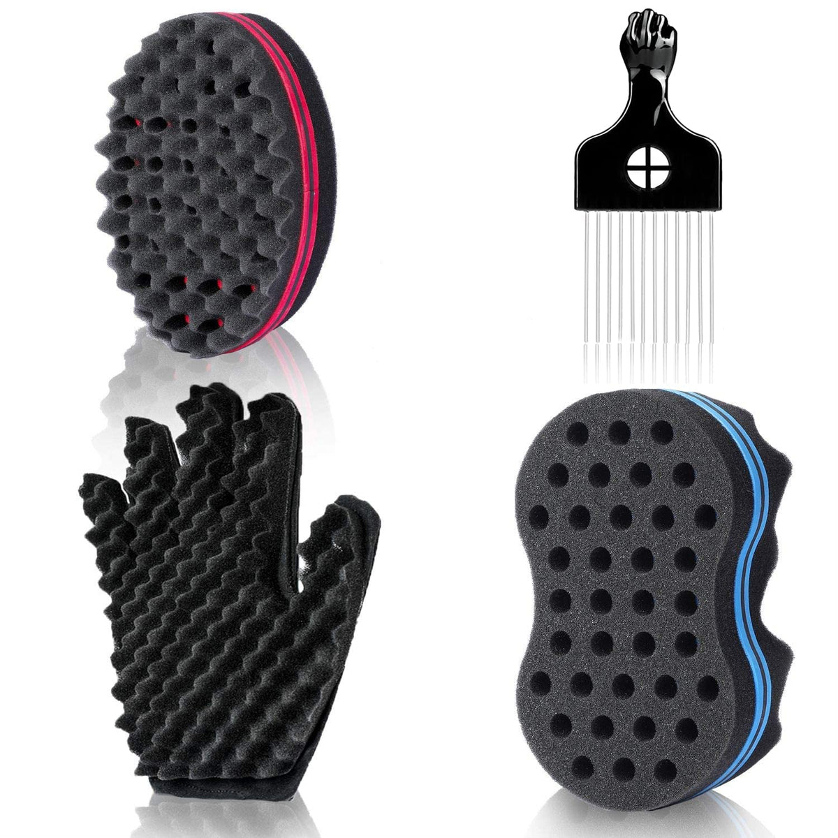 YEZEY Magic Twist Hair Sponge Glove (right hand) in action, defining curls smoothly