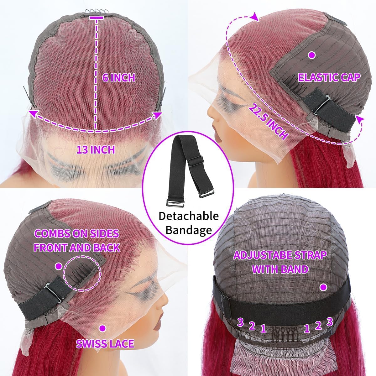 YFFSSJFC 13x6 lace front with breathable Swiss lace for comfort