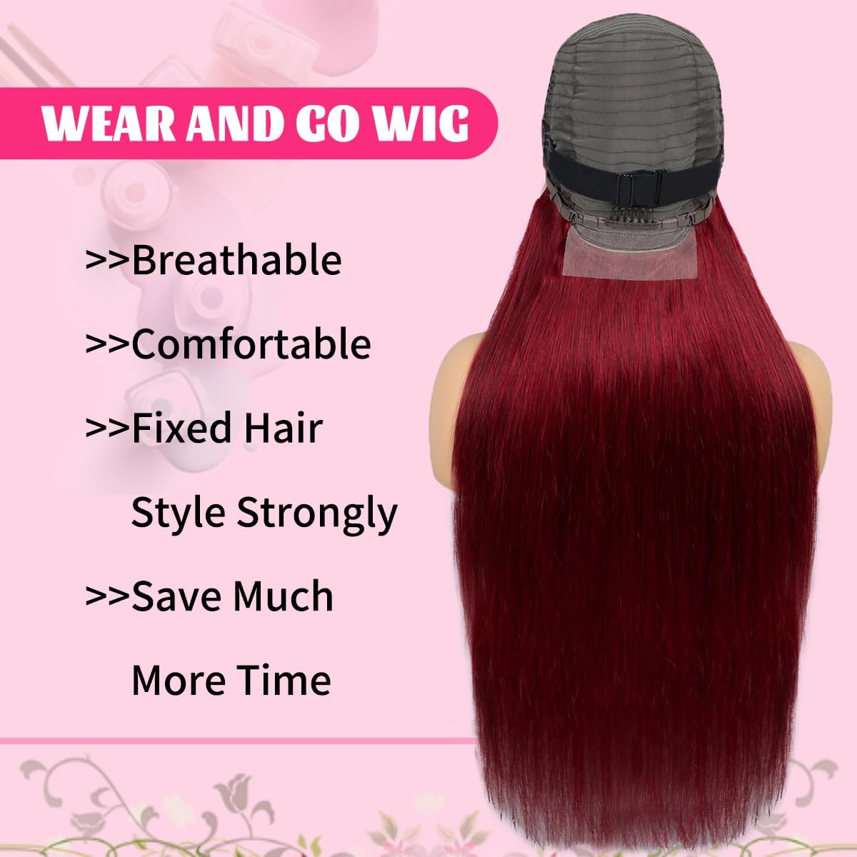 YFFSSJFC glueless cap with adjustable straps for secure wear