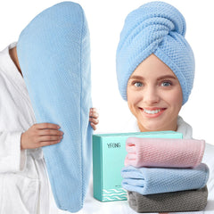 YFONG grey microfiber towel wrap provides full coverage for quick drying.