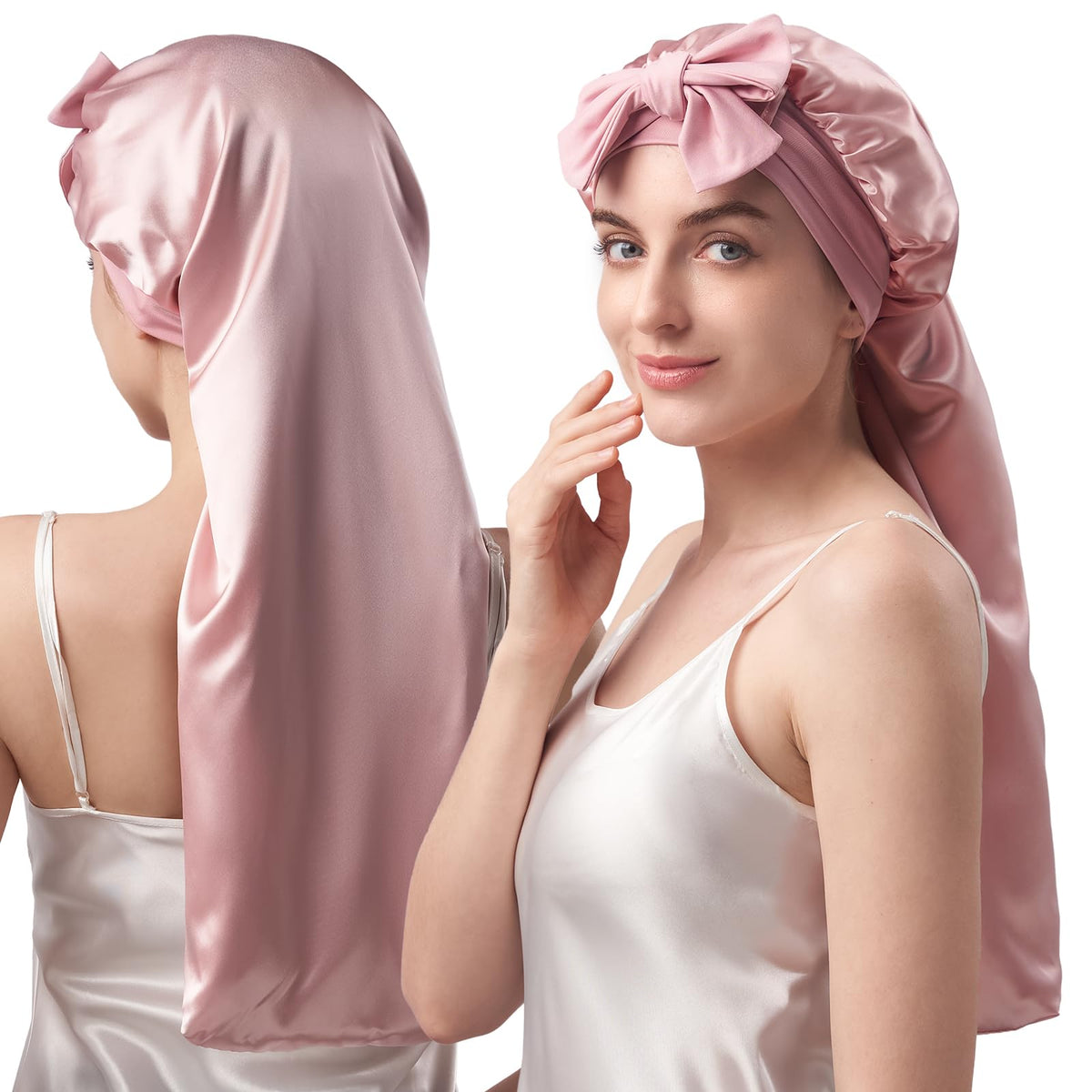 YFONG double-layer silk bonnet outer layer protects hair during sleep and reduces friction.