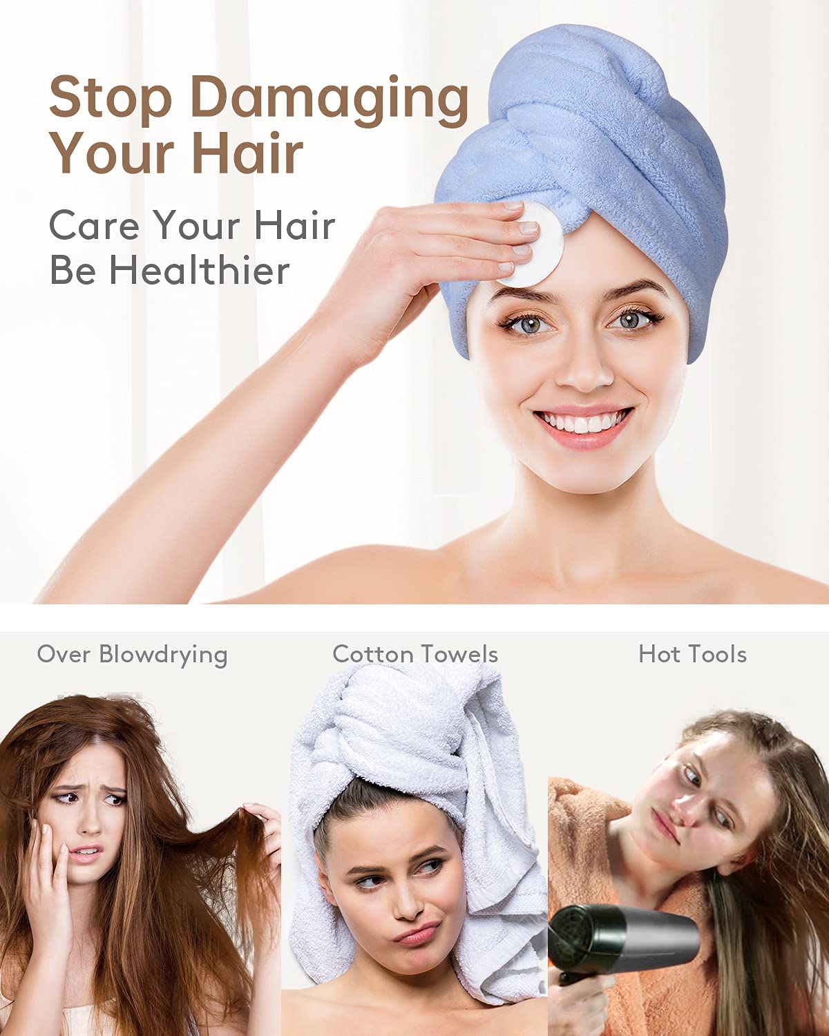 Pack de 3 toallas turbante YFONG en colores elegantes para combinar con tu estilo
