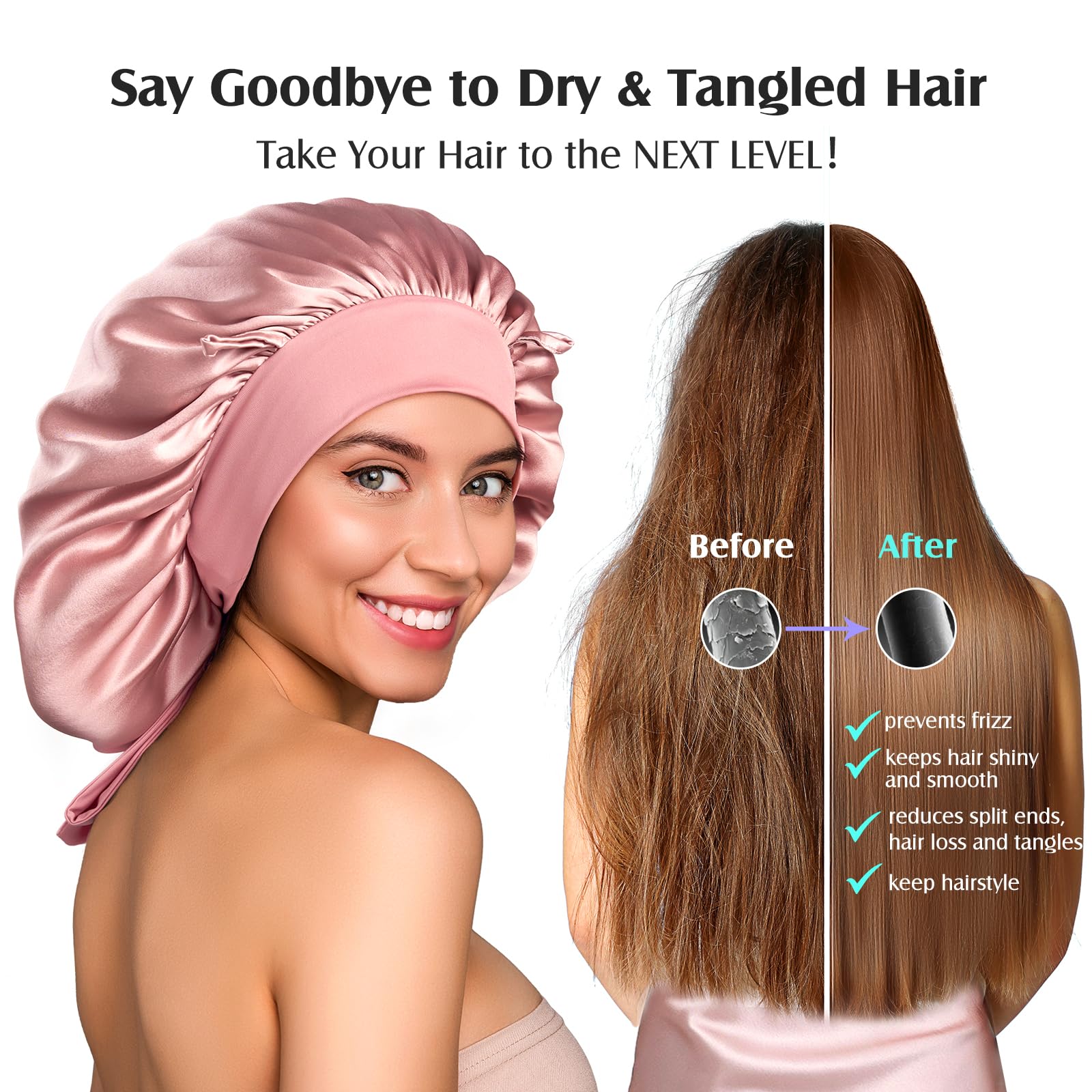 YFONG bonnet elastic tie band ensures secure sleep without tightness.