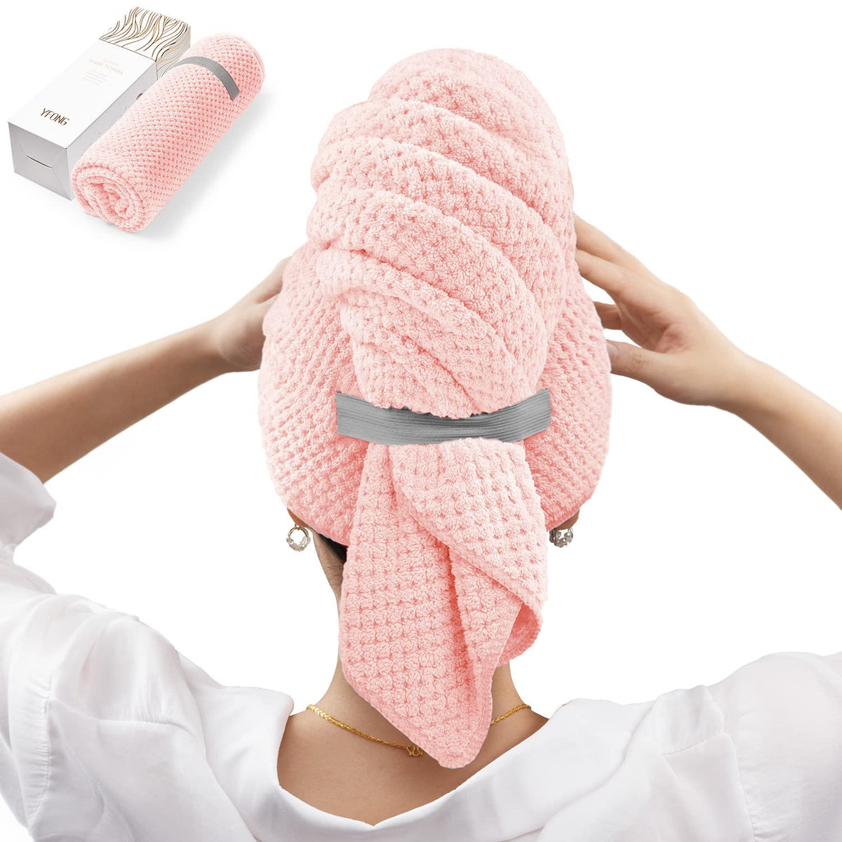 Toalla yfong de microfibra para cabello grande, secado rápido y suave.