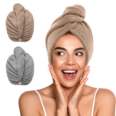 Toalla para cabello YFONG de microfibra, secado rápido y cómodo, conjunto doble.