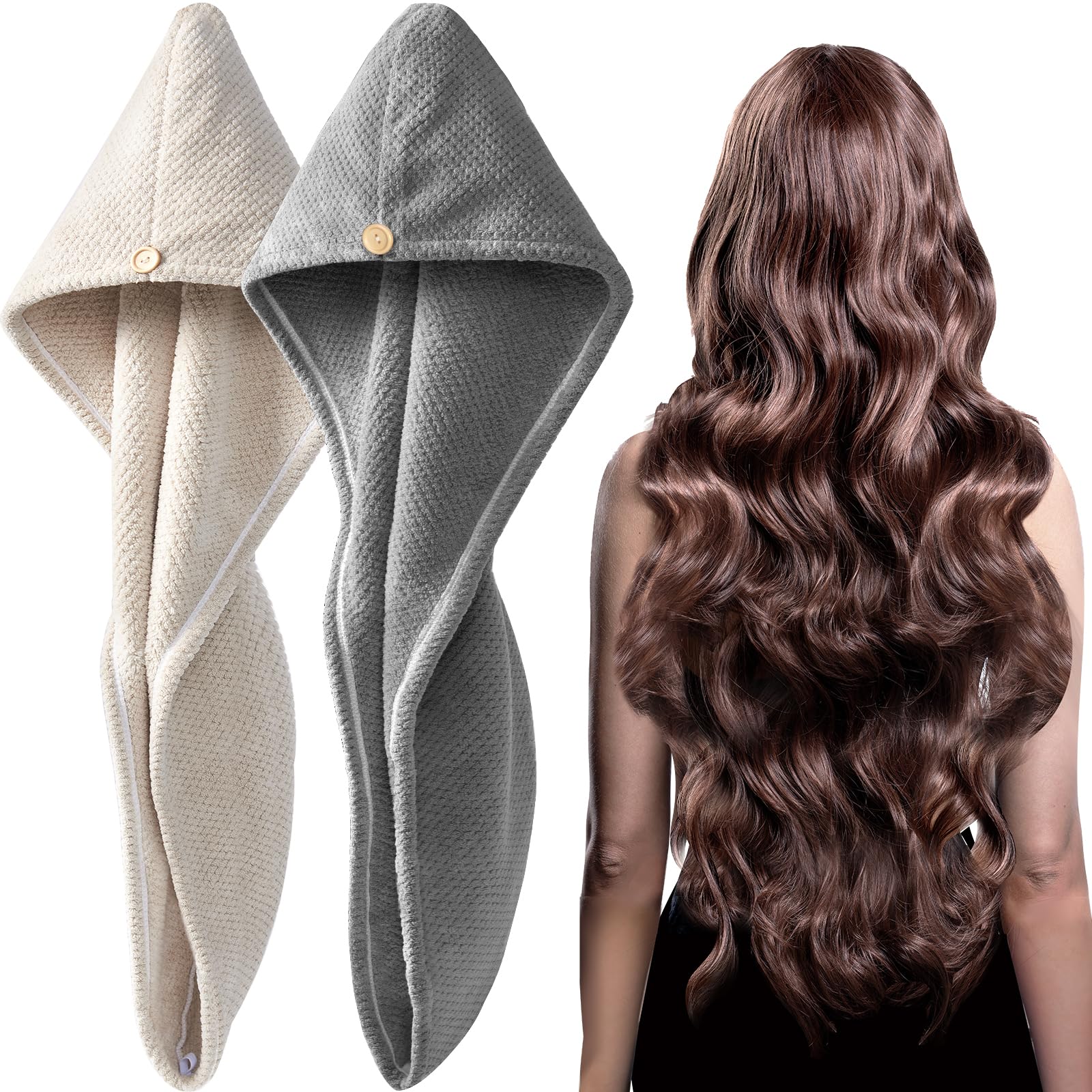 Toalla microfibra YFONG grande para secado rápido del cabello y menos frizz.