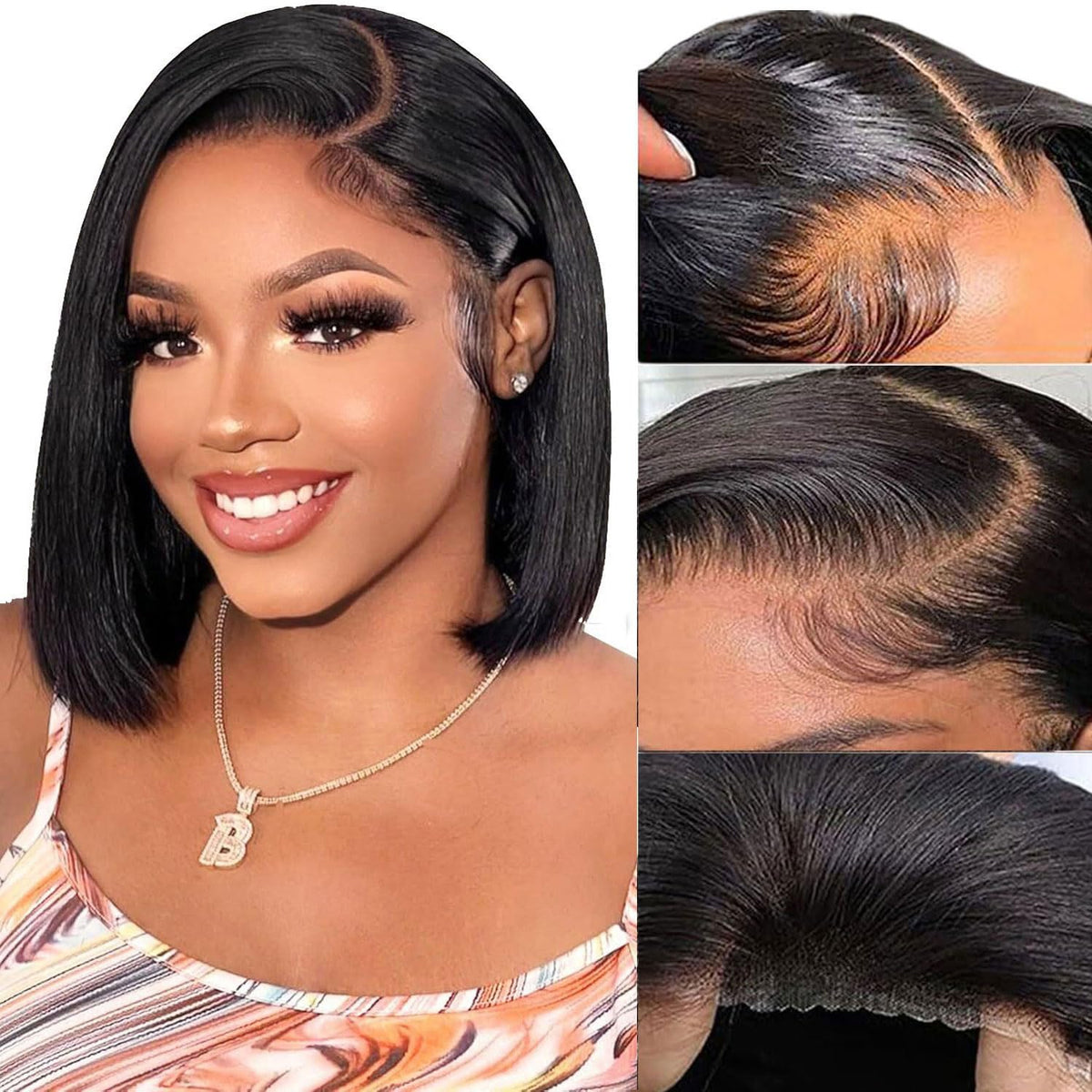 YFOXI wear & go bob wig with 4x4 lace closure for natural scalp look.