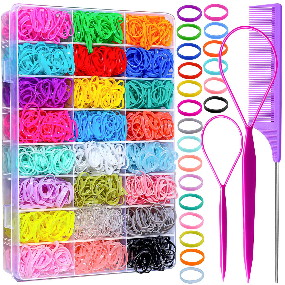 Gomas elásticas YGDZ en 24 colores con estuche para ordenar el peinado