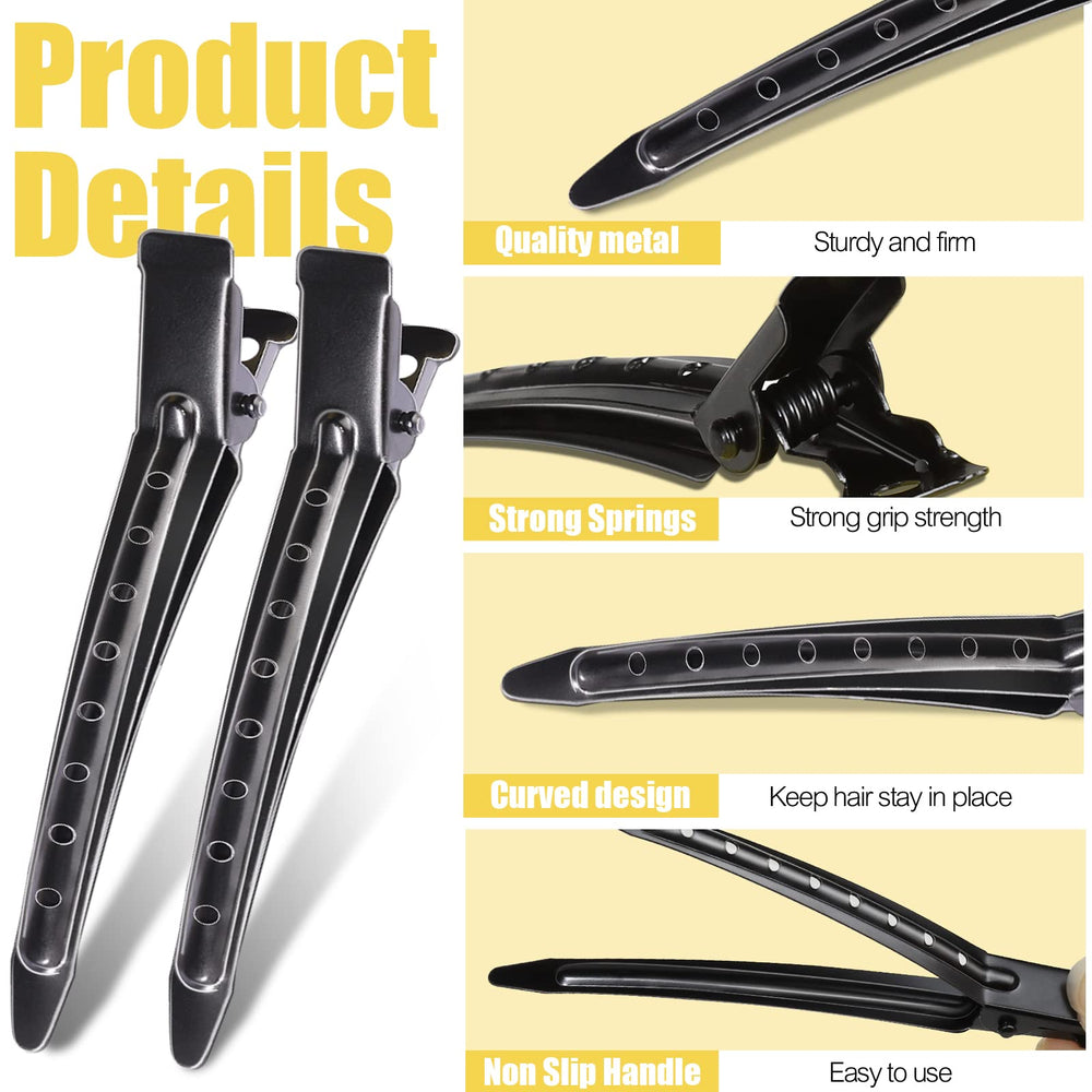 YGDZ black hair clip set ideal for sectioning and styling in salons.