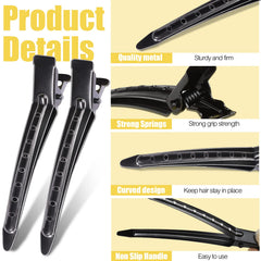YGDZ black hair clip set ideal for sectioning and styling in salons.