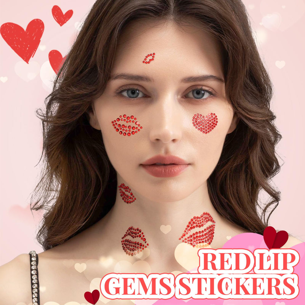 Cristales rojos autoadhesivos de YGDZ para labios, brillo intenso y romántico.