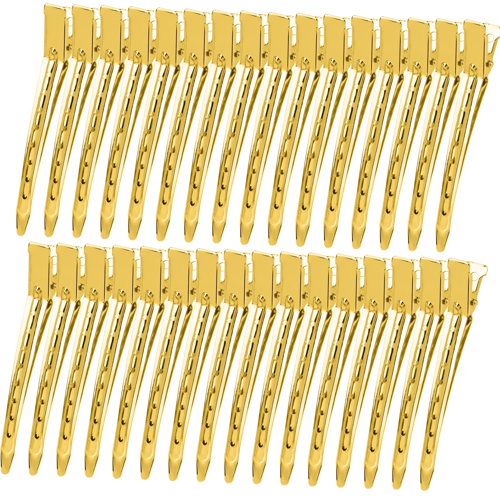 Pinza pico de pato dorada de YGDZ con huecos para sujetar el cabello con seguridad.