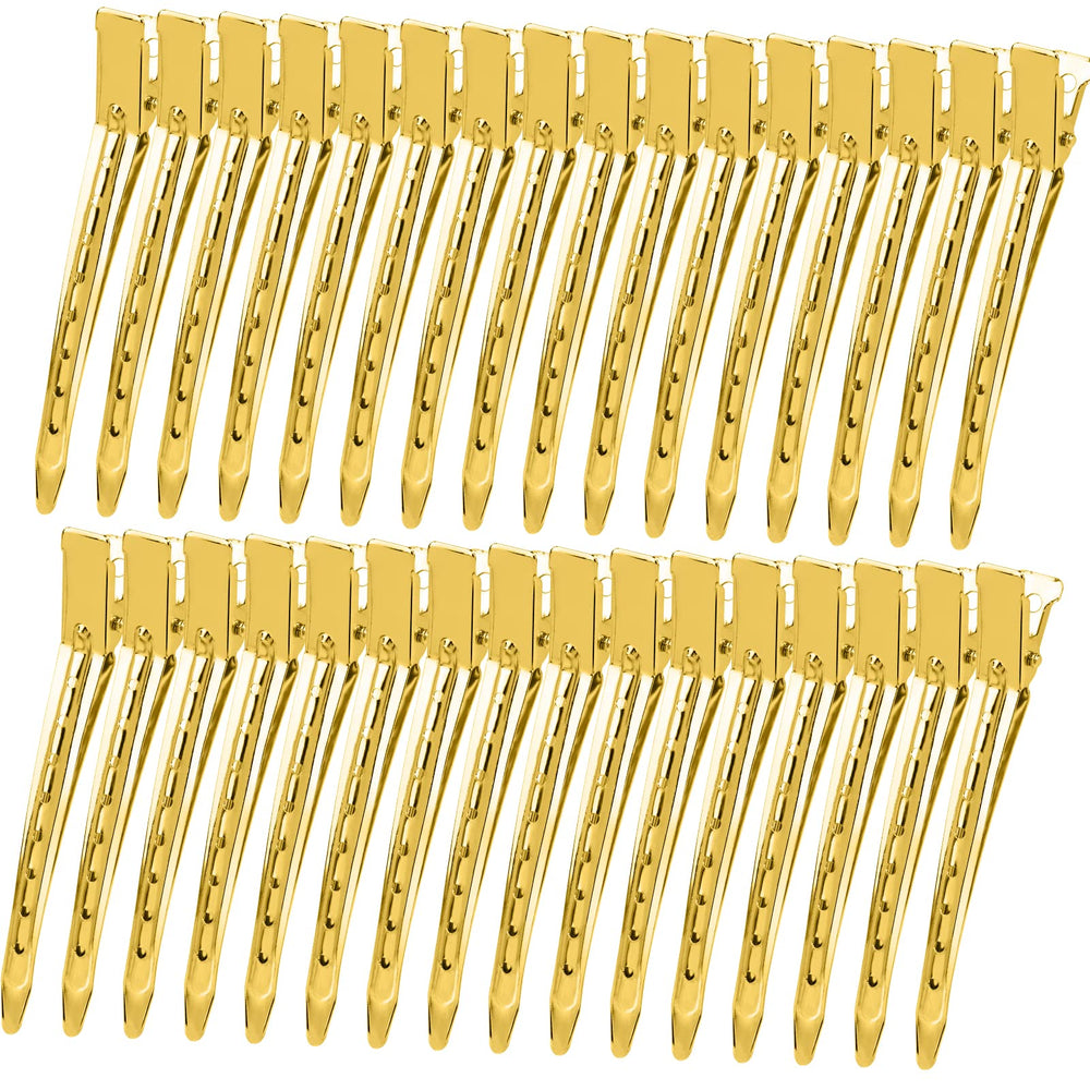Pinza pico de pato dorada de YGDZ con huecos para sujetar el cabello con seguridad.