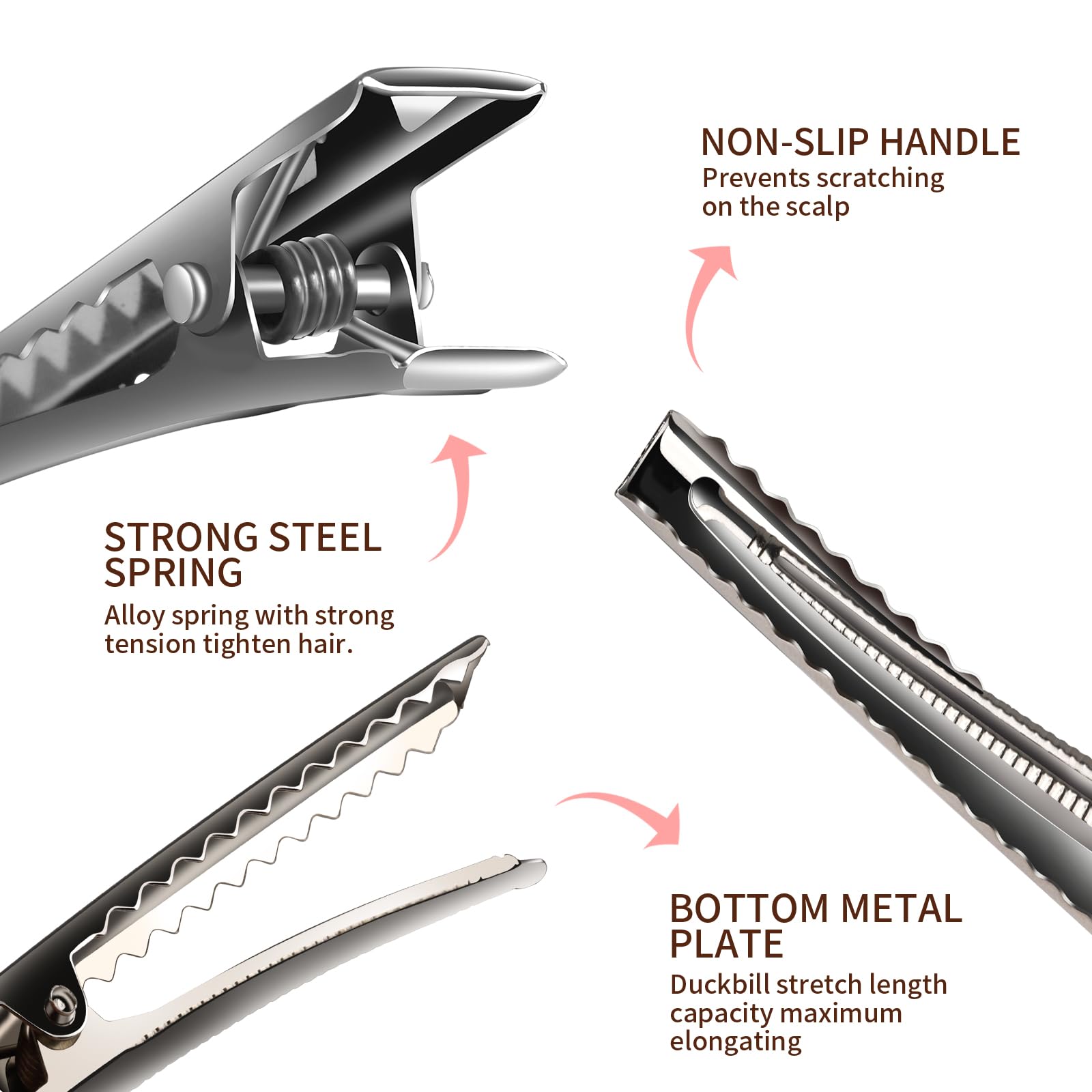 YGDZ silver alligator clip open demonstrates easy one-prong action for quick styling.