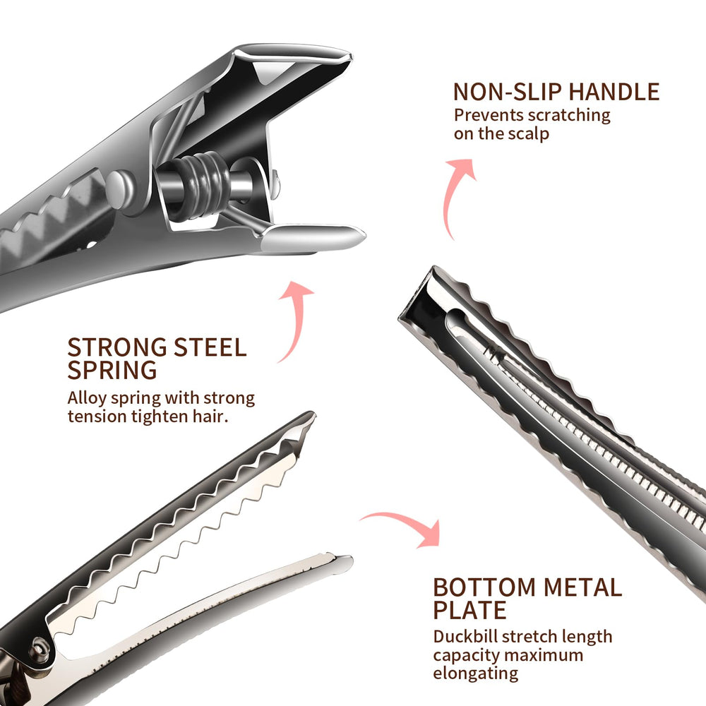 YGDZ silver alligator clip open demonstrates easy one-prong action for quick styling.