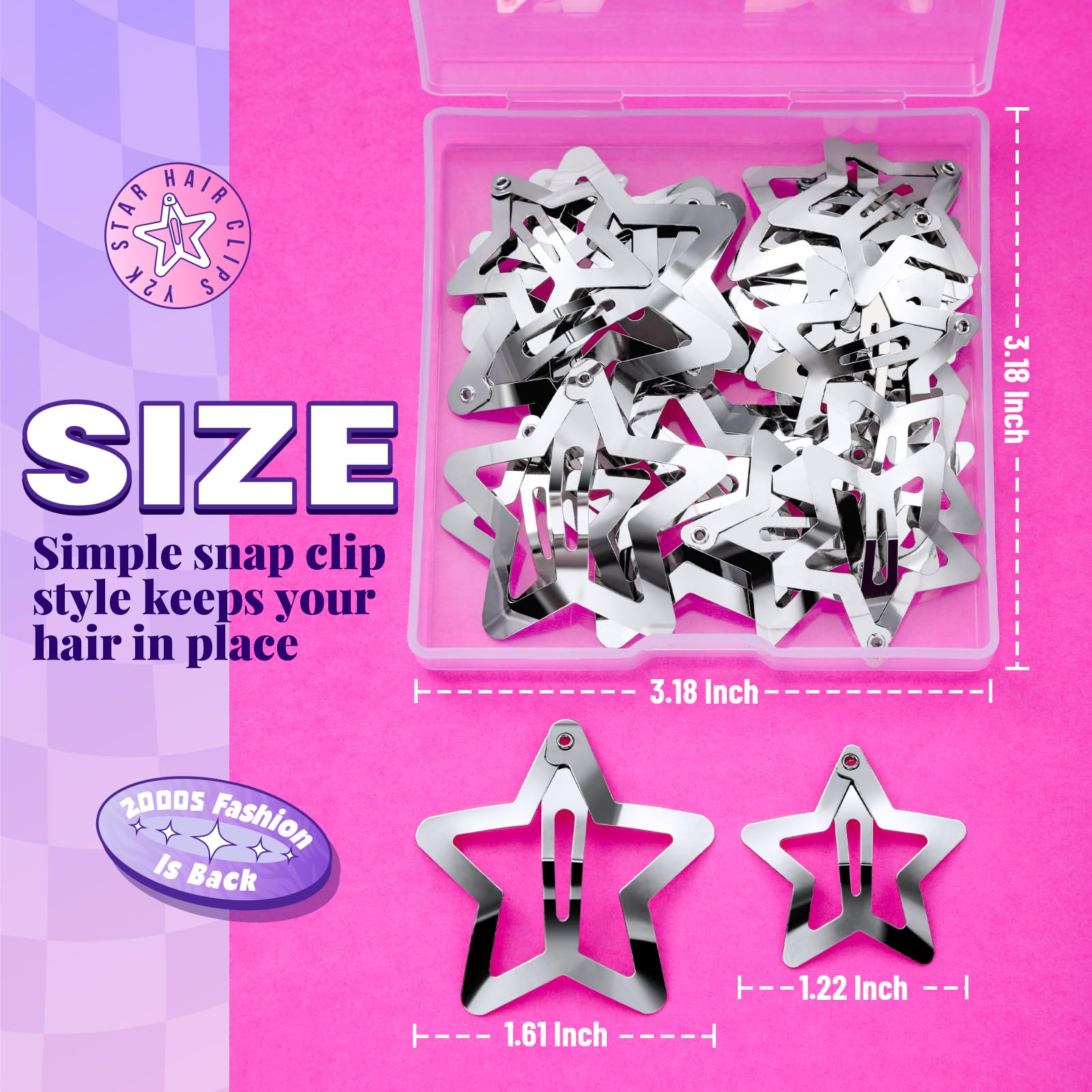 YGDZ star hair clip large silver 1.61 inch adds glam while securing hair.